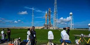 NASA officials conduct a press conference to discuss the upcoming historic Artemis launch attempt.
